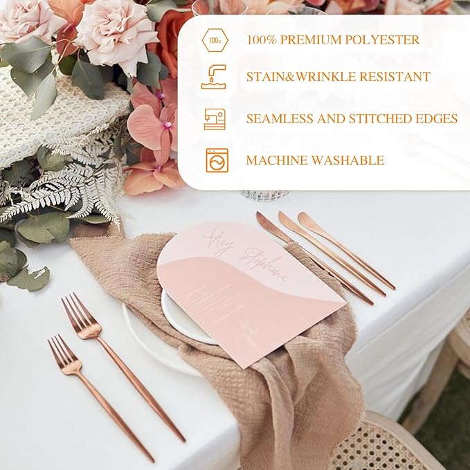 WIGENIUS 6 Pack White Table Cloth Rectangle Tablecloths 60X126 Inch,Polyester Table Cloth for 8 Foot Rectangle Tables,Wrinkle Resistant Washable Fabric Table Covers for Party,Wedding Banquet