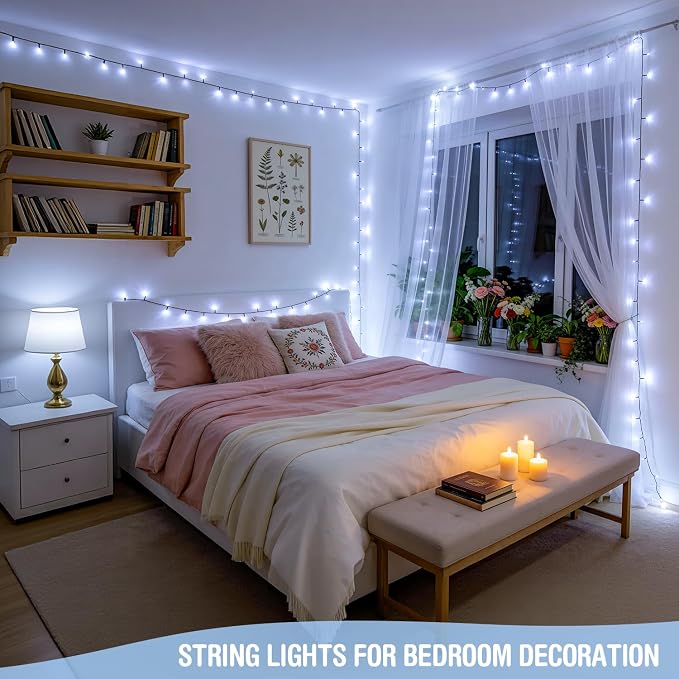 JMEXSUSS 250 LED White Christmas Lights Outdoor, 91.5ft Extendable White String Lights Indoor, Christmas Tree Light with 8 Modes for Room Garden Patio Wedding Party Christmas Decorations
