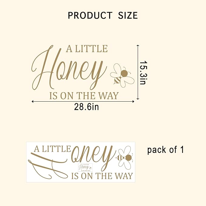 VANGNING A Little Honey is on The Way Decal Sign | Gender Reveal Girl or Boy Baby Shower Decal Sign,Bee Baby Shower Sign Vinyl Decal,aby Shower Balloon Arch Decal