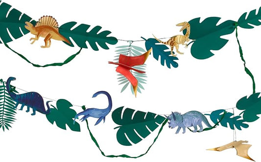 Meri Meri Dinosaur Kingdom Party Banner (Pack of 1), 10' Party Garland Including Excess Cord