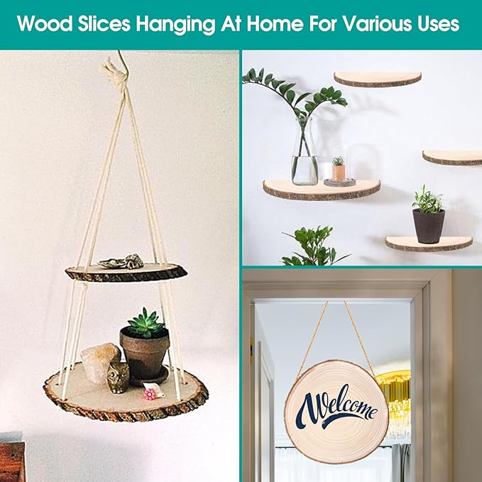Adrattnay 8pcs Wood Slices for Centerpieces 10-12 Inches, Round Paulownia Wood Circles for Centrepiece, Rustic Wedding, Baby Shower, Party, Home Decoration and DIY Crafts