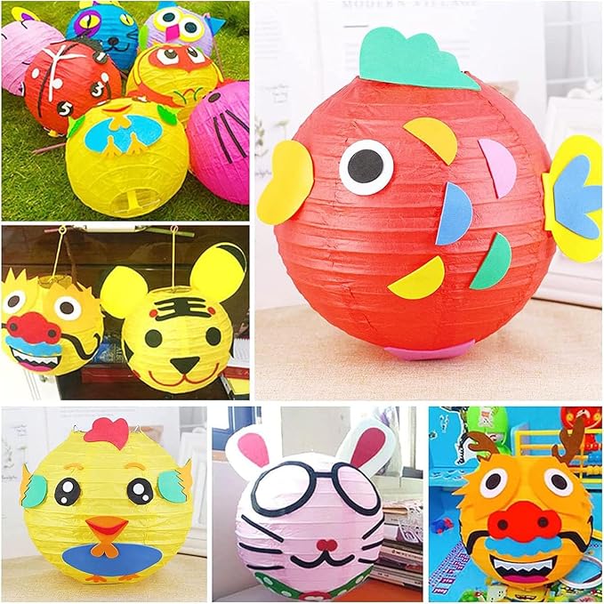Colourful Paper Lanterns,12pcs Rainbow Hanging Round Paper Lamps for Classroom,Birthday,Baby Shower,Wedding,Party and Ceiling Decoration
