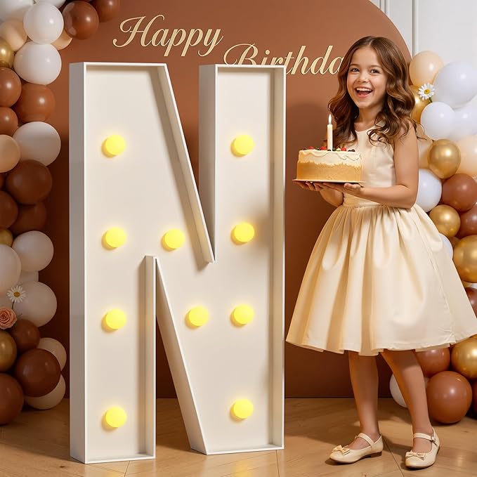 Marquee Letters 4 Feet Tall 4FT Large Light Up Letters N for Birthday Wedding Engagement Party Decorations Will You Marry Me Sign Yard Pre-Cut Foam Board
