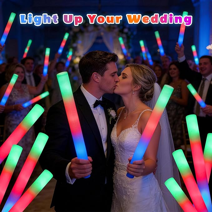 SHQDD 235PCS Foam Glow Sticks Bulk, Light up in the Dark Party Supplies with 3 Colorful Flashing Modes, Glow Party Pack for Wedding, Birthday, Concert, New Year, Halloween, Christmas,Carnival