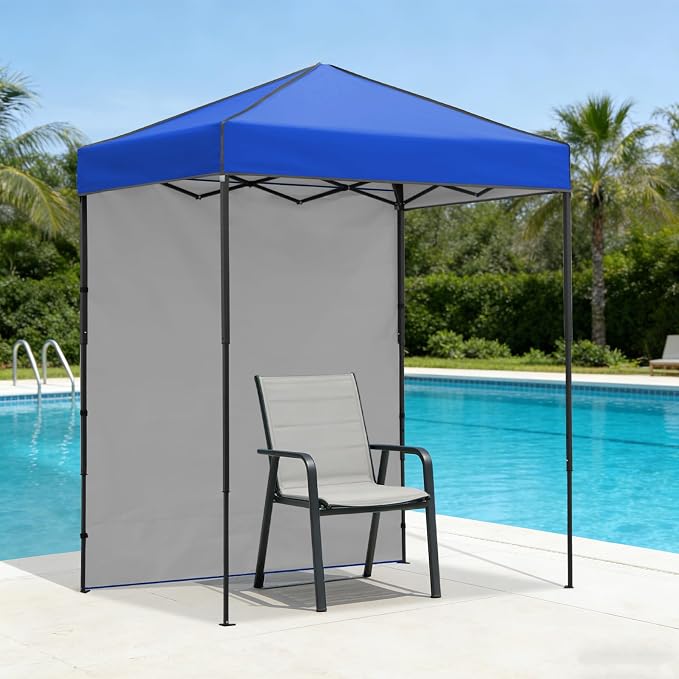 6x4 Pop Up Canopy Tent with One Wall Panel, Instant Portable Beach Canopy, Outdoor Tent with Carry Bag for Camping, Sports, Tailgating, Events, Blue