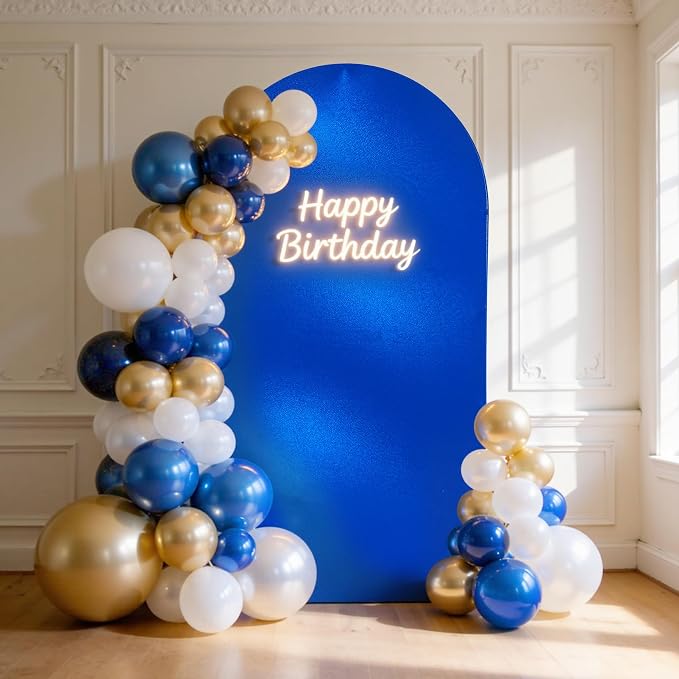 Shimmer Royal Blue Arch Backdrop Cover 7.2FT with Zipper,Thick Soft Stretchy Sequin Glitter Spandex Fitted Chiara Cover for Birthday Baby Shower Graduation Party Photo Backdrop