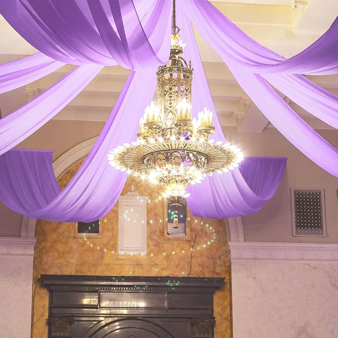 FOTSHARER Wedding Ceiling Drapes 5x30FT 2 Panels Lavender Wedding Arch Draping Chiffon Fabric Ceiling Drapery for Weddings Ceremony Tent Drapes for Events Sheer Drape for Backdrop Canopy Decoration
