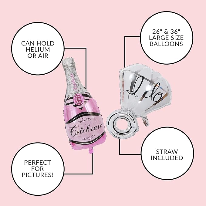 Bachelorettesy 28pc Bachelorette Party Decorations Kit for Bride to Be, Bridal Shower Decorations, Engagement Party – Balloons, Sash, Foil Backdrop Curtain (Purple)