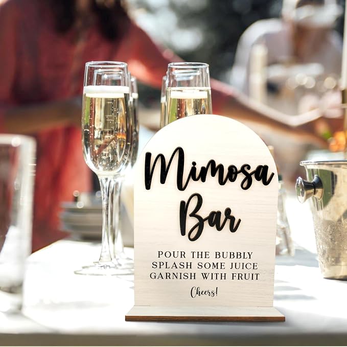 Stofinity Mimosa Bar Sign For Baby Shower - Rustic Mimosa Bar Supplies Bridal Shower Decorations, Wedding Table Sign Accessories For Wedding Decor