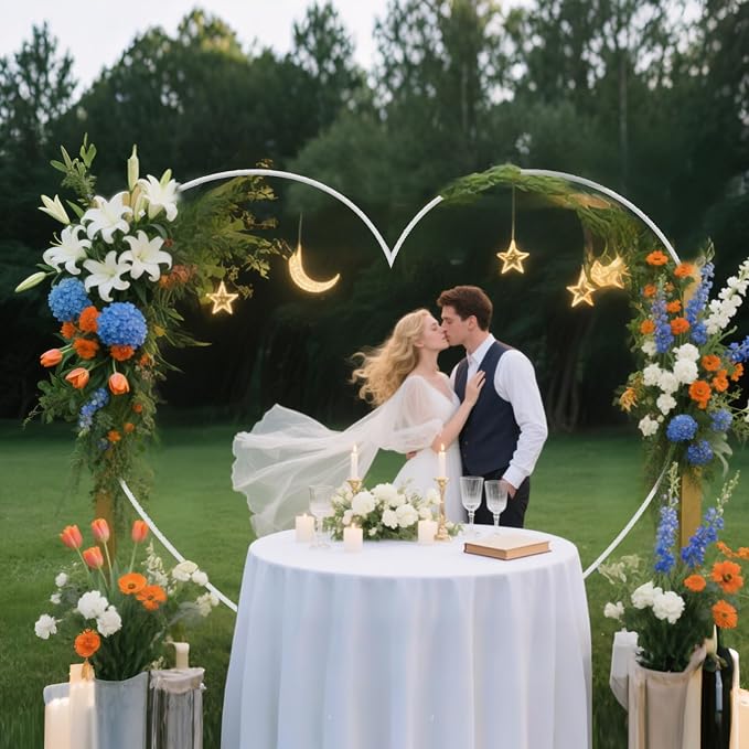 Metal Balloon Arch Kit, Love Balloon Column Arch Frame, Wedding Heart Arch Stand – Supplies for Wedding, Bridal, Valentine's Day, Engagement and Birthday Party(White)