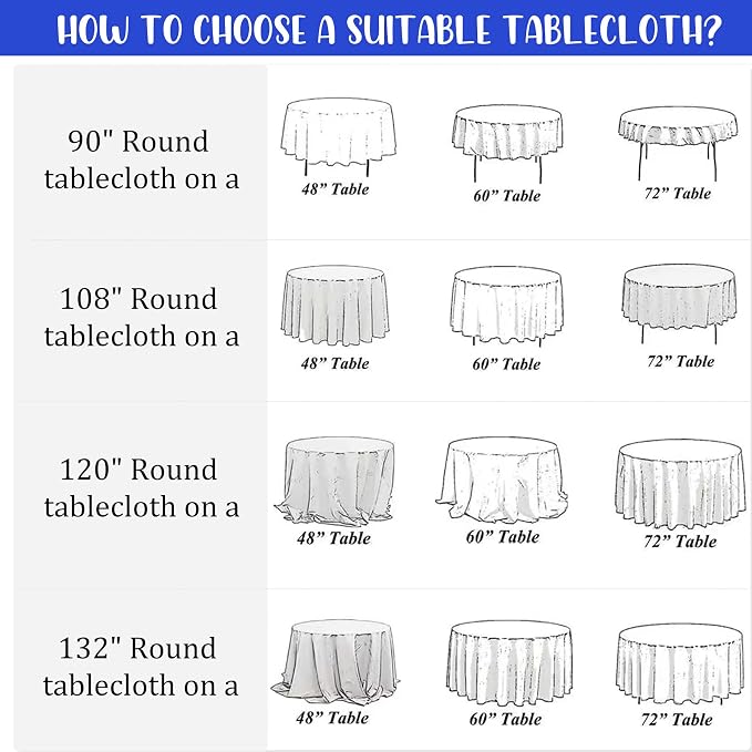 Fivenl 8 Pack Premium Round Tablecloth 108 Inch Round Table Covers Bulk Washable Polyester Fabric Round Table Clothes for Wedding Party Reception Banquet Buffet Restaurant (Royal Blue, 108 Inch)