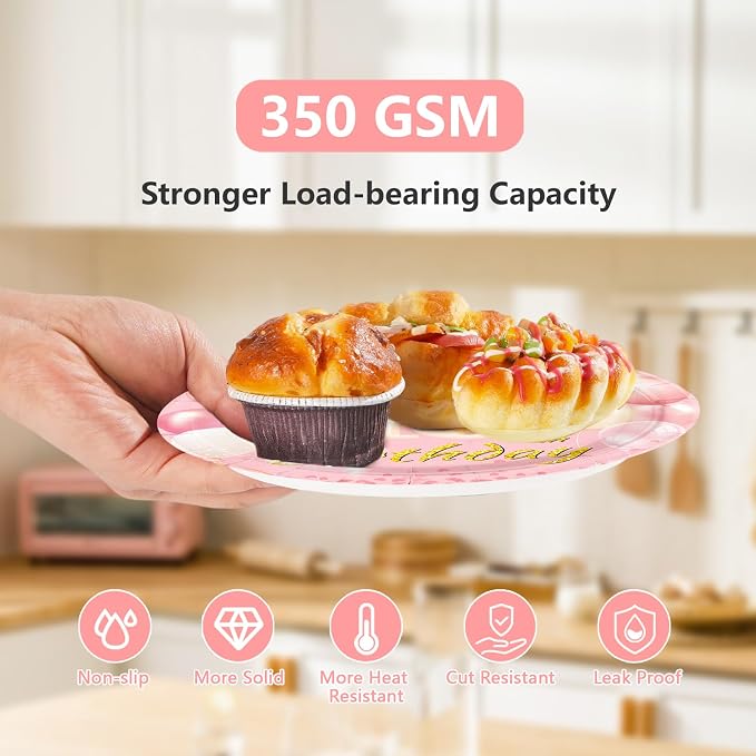 96Pcs Blush Beige 18th Birthday Decorations Boho Dusty Pink Plates and Napkins Disposable Pink Rose Gold 18 Happy Birthday Tableware Set for Girls 18 Years Old Party Supplies, Serves 24