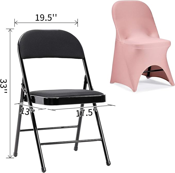 Peomeise Stretch Spandex Folding Chair Cover with Open Back for Wedding Party Dining Banquet Event (Dusty Pink with Open Back,12pcs)