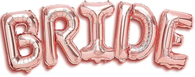 KatchOn, Giant Bride Balloons Rose Gold - 40 Inch | Rose Gold Diamond Garland - 13 Feet | Rose Gold Bride Balloons for Bridal Shower Decorations | Bridal Shower Banner, Bachelorette Party Decorations