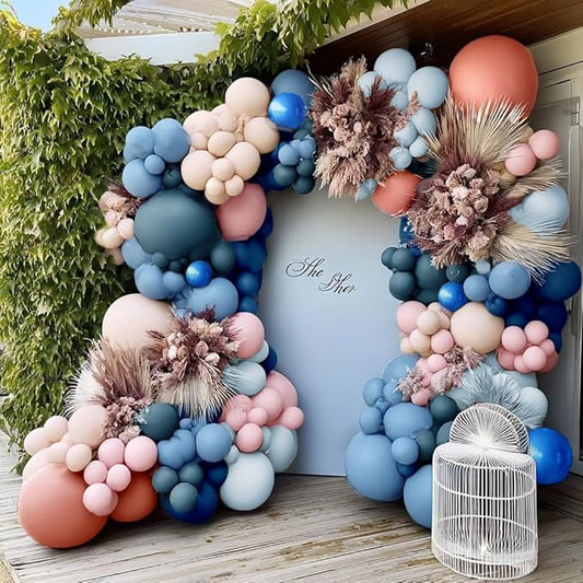 Dusty Pink Blue Balloon Arch DOUBLE STUFFED Dusty Blue Pink Balloons for Birthday Baby Shower Gender Reveal Wedding Party Decorations