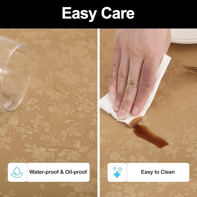 Smiry Rectangle Table Cloth, Waterproof Heavy Duty Vinyl Tablecloths, Wipeable Washable Table Cover for Kitchen and Dining Room (Brown, 70" X 108")
