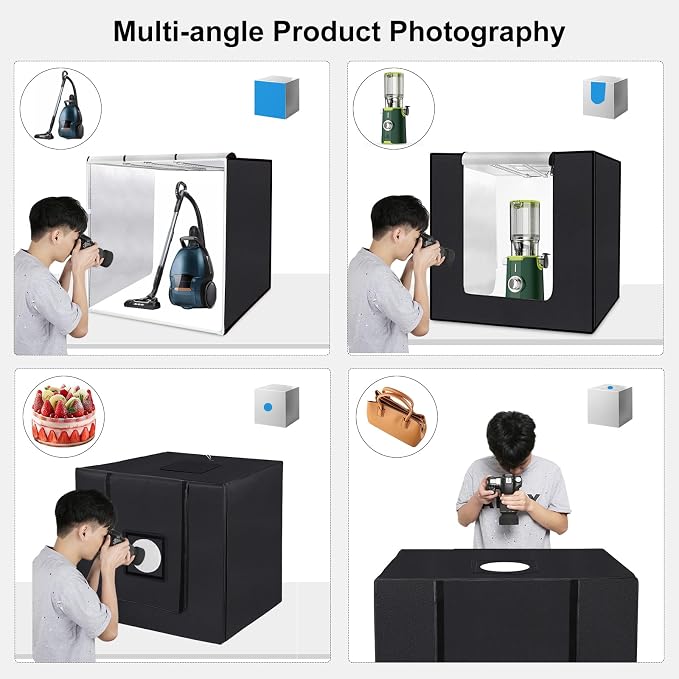 Photo Studio Light Box, PULUZ 80cm/32 inch Portable Lightbox Photo Shooting Tent Folding Photography Lighting Kit with 126 LED Lights & 3 Colors Backdrops (Black, White, Orange)