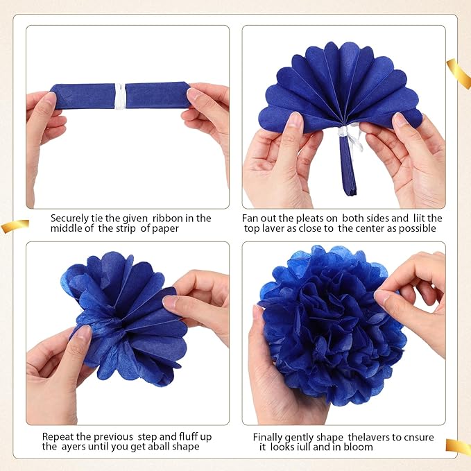 Gilprop 15 Pcs Blue and Gold Graduation Decoration 2026 Paper Lanterns Graduation Party Decorations Hanging Round Paper Lanterns with Black Grad Hat Tassel for Congratulation Grad Decorations