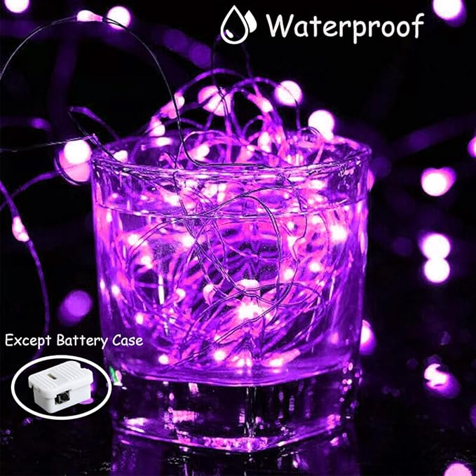 ZGWJ Fairy Lights Battery Operated, 24 Pack Purple Twinkle String Lights 20 LED 7FT Mason Jar Lights 3 Lighting Modes for Bedroom, Halloween, Christmas, Party Wedding Indoor and Outdoor Decoration
