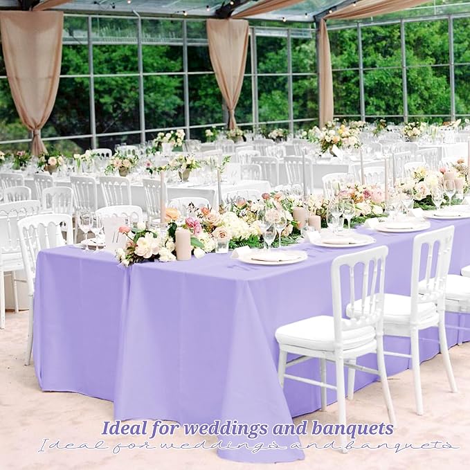 12 Pack Lavender Tablecloths for Rectangle Tables 60 x 102 Inch Polyester Tablecloth 6 Foot Rectangle Table Cloth Wrinkle Resistant Washable Fabric Table Cover for Party Wedding Banquet Events