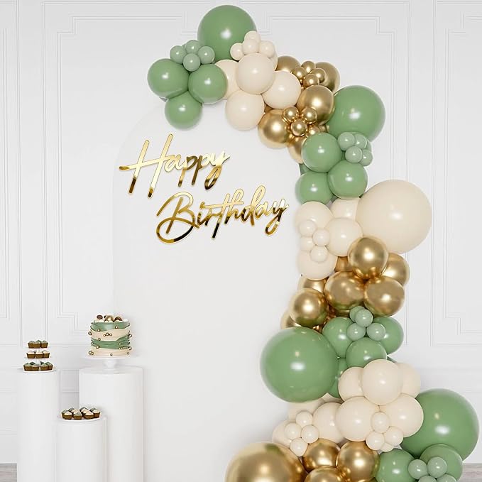 Happy Birthday Sign for Backdrop - Large Acrylic 'Happy Birthday' Mirror Sticker Sign for Birthday Balloon Arch Backdrop Party Wall Decor - Gold