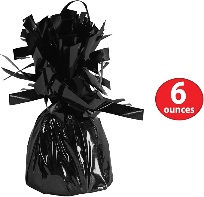 Metallic Wrapped Balloon Weight Pack of 12, Black
