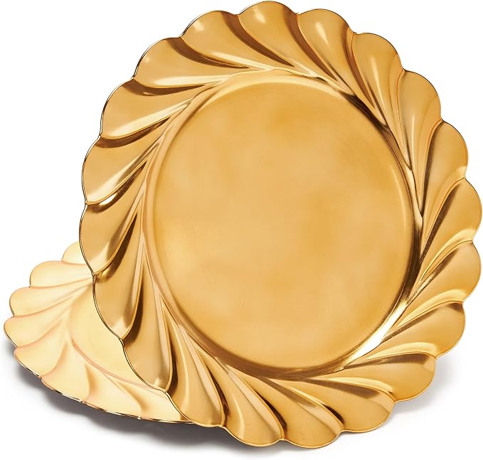 13 Inch Multi-Pack Bulk Round Plastic for Dinner Charger Plates | Round Plastic Charger Plates ,Elegant Table Decor for Weddings Events Parties Receptions Birthdays Anniversaries Holidays