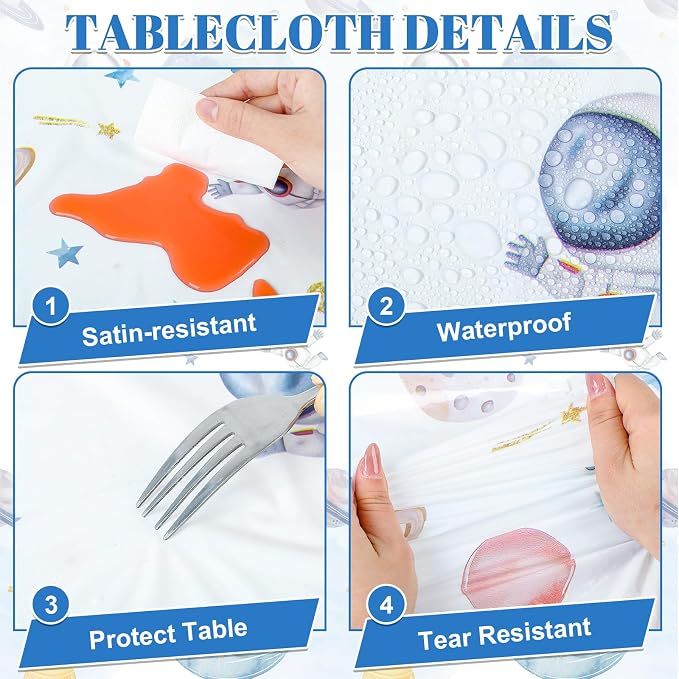NatNarr 6 Pack First Trip Around The Sun Space Tablecloths, 54 x 108 Inch Outer Space Themed Tablecloth for 1st Birthday Baby Shower Home Party Decorations