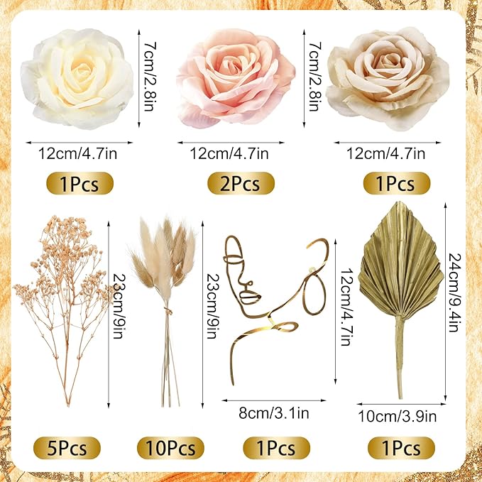 21 Pcs Boho Cake Topper Decorations Acrylic Minimalist Art Lady Gold Face Vintage Artificial Rose Flower Wedding Cake Toppers for Wedding Bridal Shower