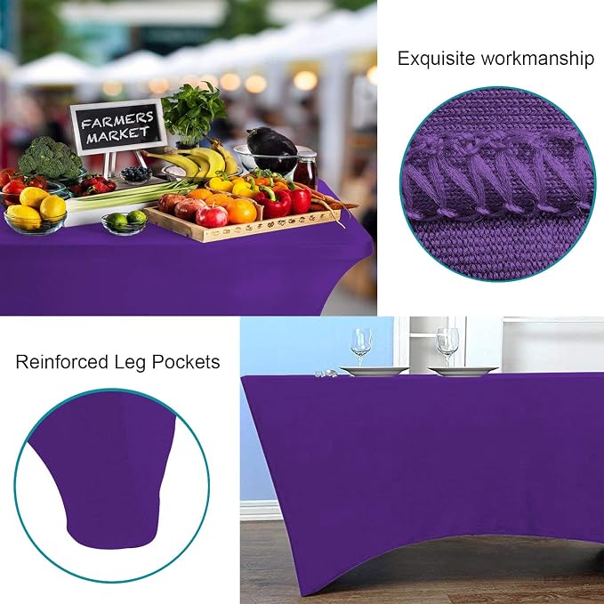 RELIANCER 1 Pack Stretch Spandex Table Covers for Rectangular Tables,4FT Elastic Fitted Tablecloth,Universal Rectangular Table Cloth Protector for Outdoor Party,Wedding,Bar,Birthday,Banquet,Events