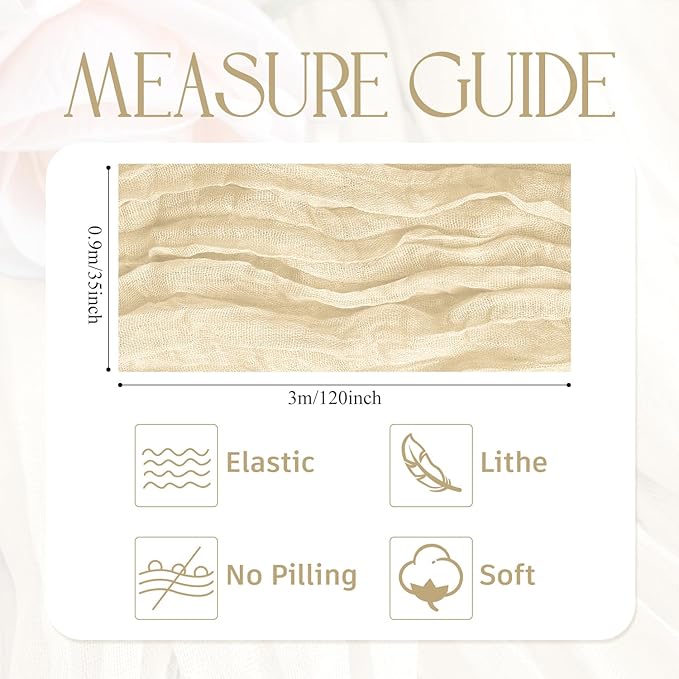 Wokceer Cheesecloth Table Runner 6 Pack 10FT Beige Christmas Gauze Cheese Cloth Table Runner for Party Long Rustic Sheer Table Runners for Baby Bridal Shower Wedding Easter Table Decor