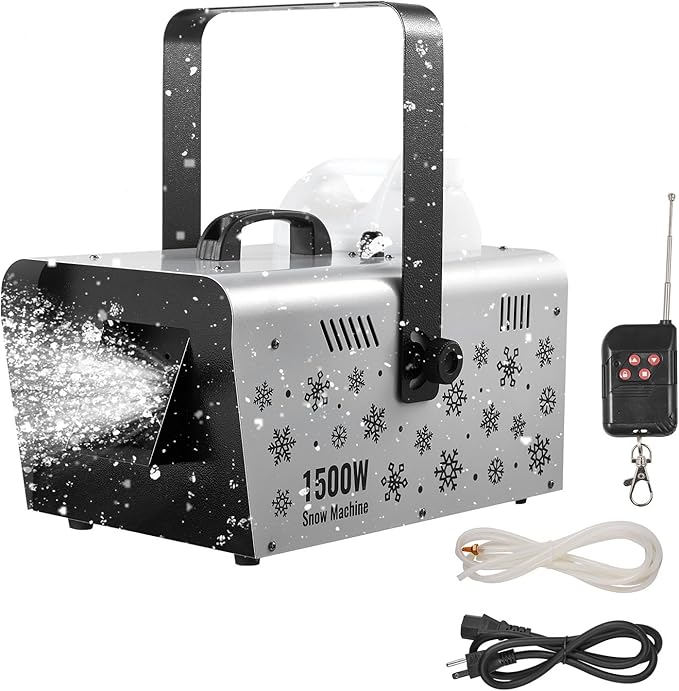 VEVOR Snow Machine, 1500W Handheld/Hanging Snow Maker By Wireless Remote Control, Portable Snowmaking Machine, High Output Snowflake Maker with 5L Tank for Christmas Party Wedding Stage Effects