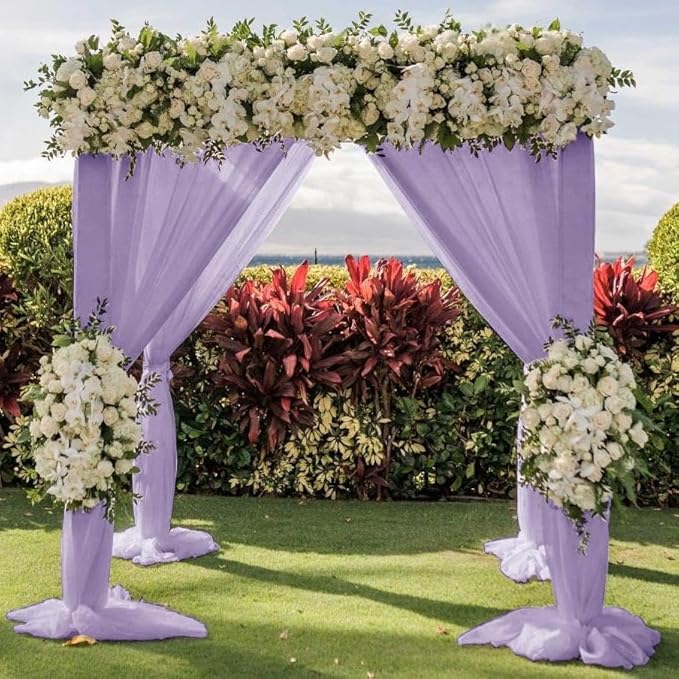 LINXTAR Wedding Arch Draping Fabric 30'' x 18FT Sheer Chiffon Arch Drape Backdrop 1 Panel Lilac Drape for Bridal Shower Baby Shower Photo Booth Church Decor Birthday Party Outdoor Decoration
