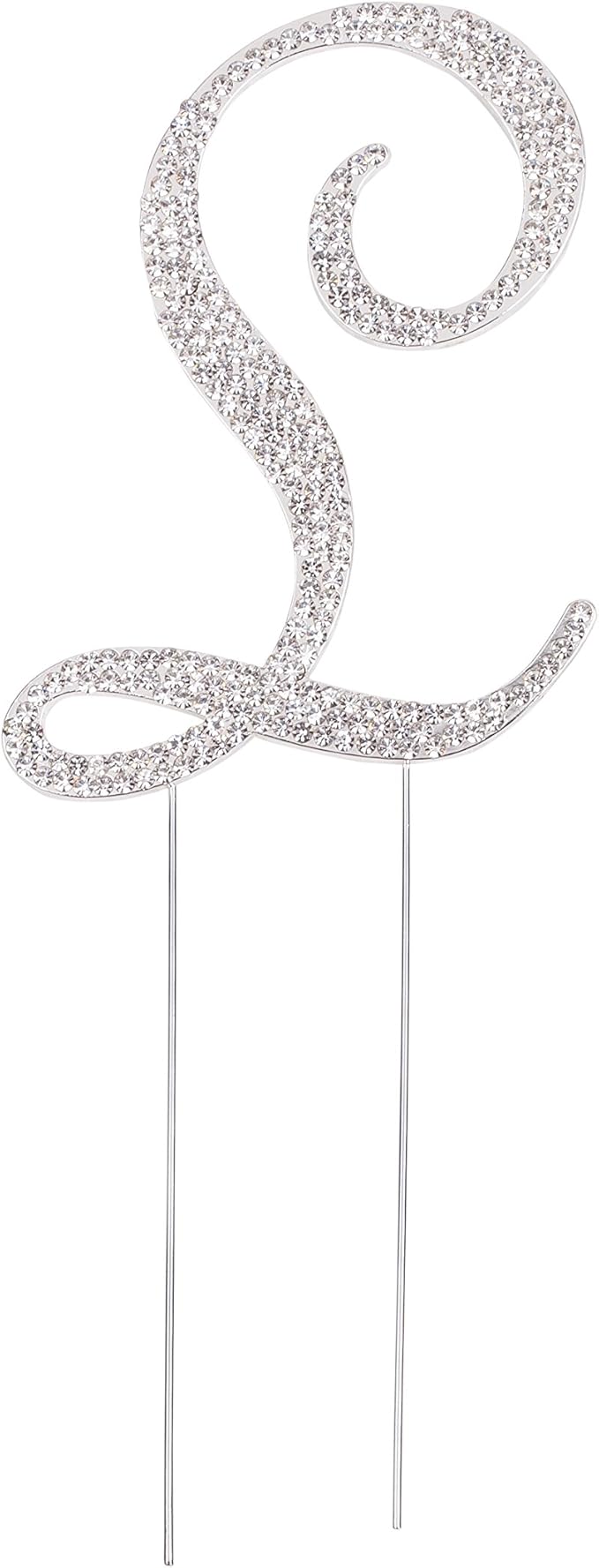 LOVENJOY Gift-Boxed 3.5" Rhinestone Letter L Cake Topper Silver