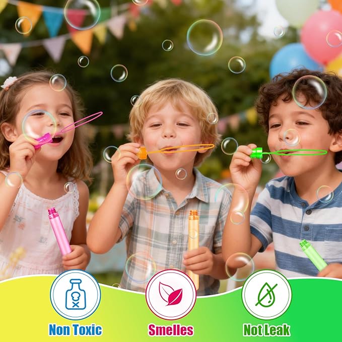 SpringFlower Bubble Wand, 96 Pcs Bubble Wands Bulk, Summer Toys Outdoor Activity Supply,Birthday, Wedding, Party, Bubble Party Favors for Kids