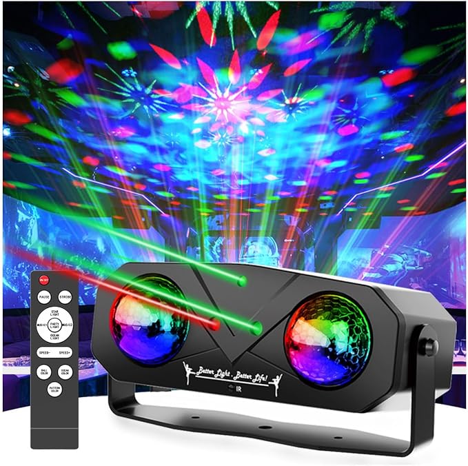 Disco Ball Light,Party Disco Strobe Ocean Star Projector Dj Dance Light Sound Activated with Remote Control Stage Rave for Parties Bar Birthday Wedding KTV Christmas Halloween Dancing Décor