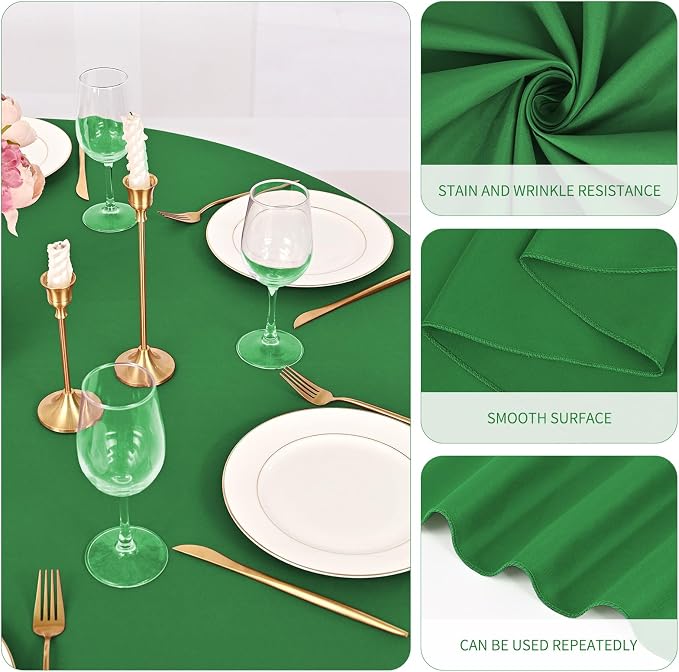 Pesonlook 10 Pack Green Round Tablecloths 90 Inch, Polyester Spring Easter Table Cloth Circle Bulk Linen Stain and Wrinkle Resistant Washable Table Cloth for Wedding Party Dining Banquet