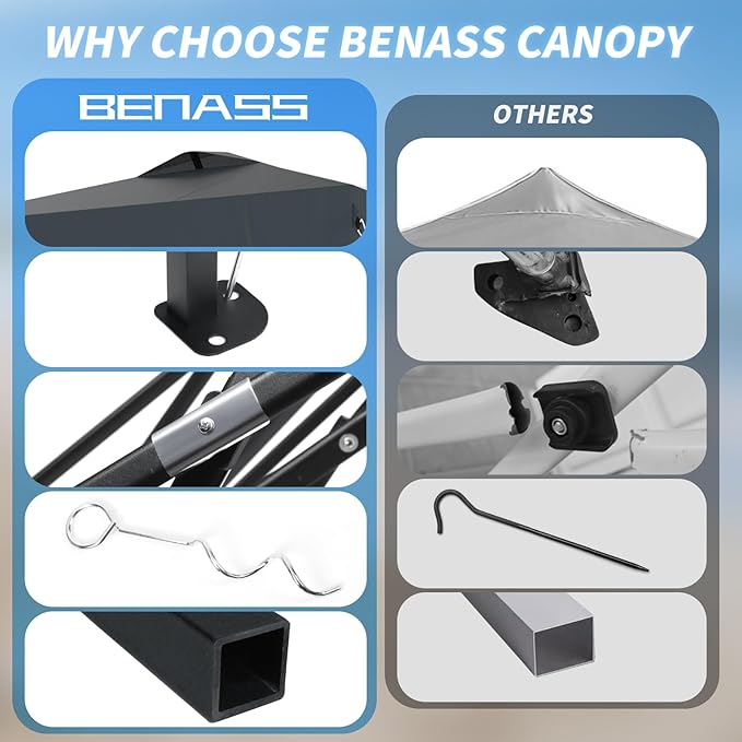 10x10 Pop Up Canopy, Easy Up Canopy Tent, Heavy Duty Tents for Parties, One Person Easy Set Up Event Tent, Grey