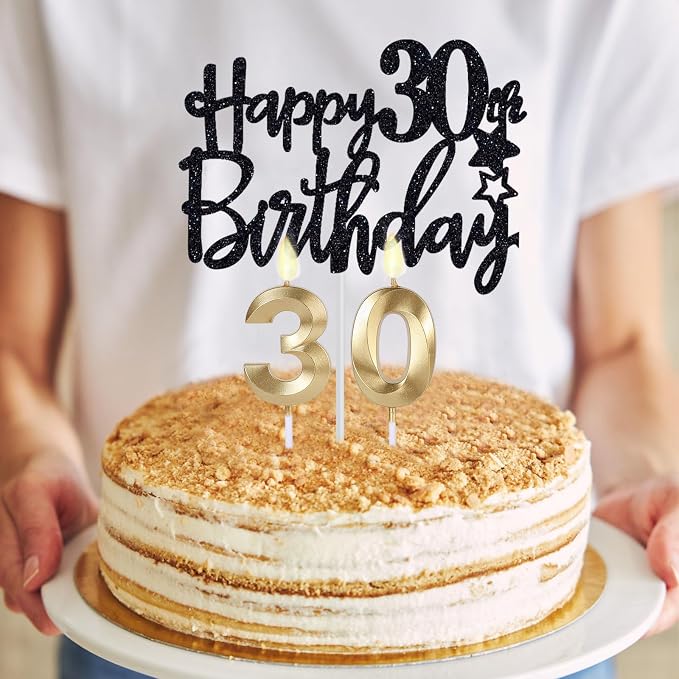 30th Birthday Gifts for Men, 30th Birthday Decorations for Men, Party Decor Supplies including King Crown & Sash & Banner & Balloons & Cake Topper & Candles