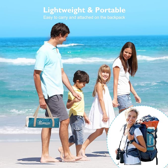 COMMOUDS Beach Tent Sun Shelter for 3/4/6/8 Person, UPF 50+ UV Protection Beach Shade Canopy Tent, Lightweight, Easy Set Up and Carry