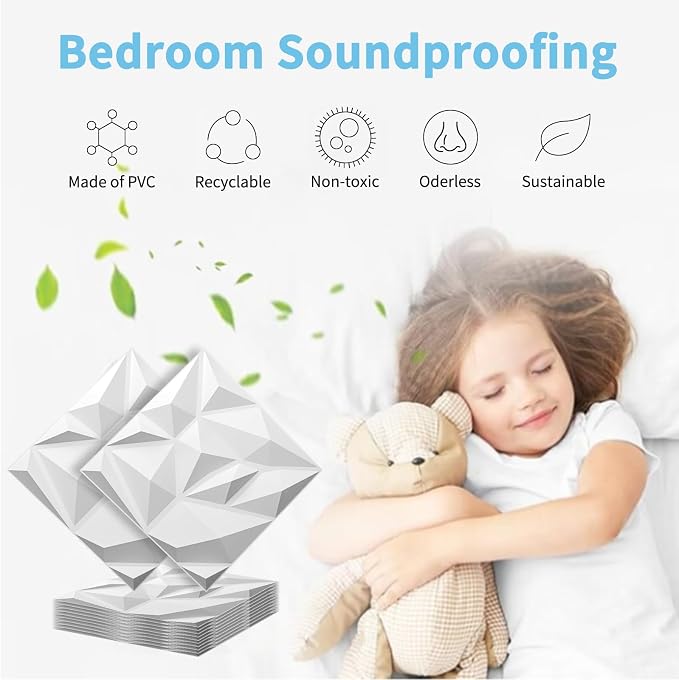 Art3d 100 Pack Decorative 3D Wall Panels, 19 Sq.Feet PVC Interior Wall Décor, 11.8"x11.8", White