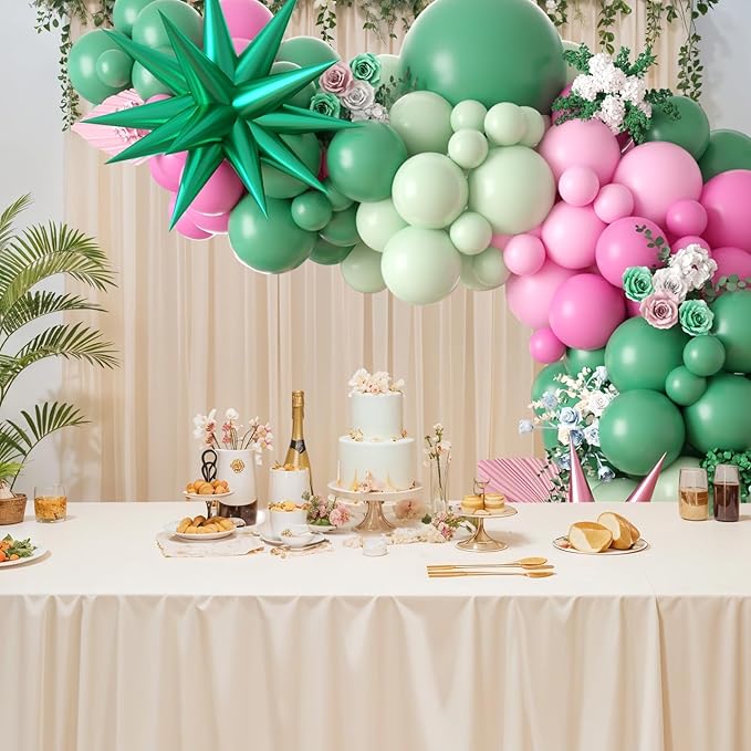 Pink and Green Balloon Arch Garland Kit, Green Pastel Pink Latex Balloons Party Balloons for Baby Shower Wedding Safari Birthday Summer Tropical Birthday Party Decorations