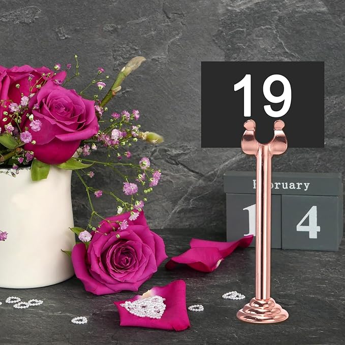 MECCANIXITY 12Pcs Table Number Holder 3.15 Inch Place Card Holder Picture Holders Black Table Sign Holders for Wedding Anniversary Birthday Party