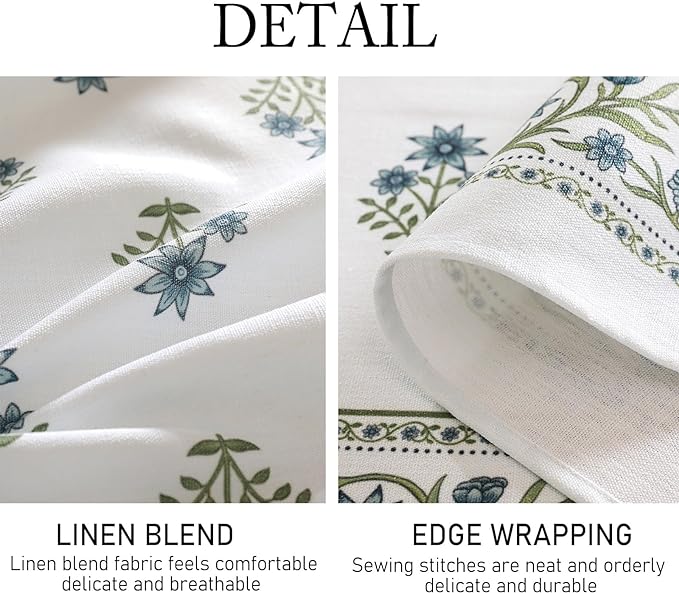 ISAENNE Designer French Linen Rectangular Tablecloth,94"x63"-Mosella F | Vintage Elegant Table Cloth Rectangle Table,Floral Pattern,Durable,Heavyweight,Dining,Kitchen,Tea Party,Thanksgiving