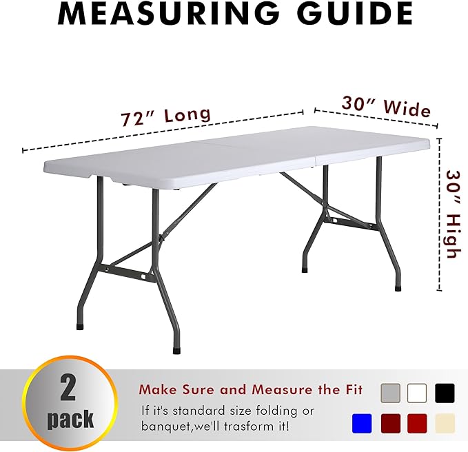 Nasitos 2 Pack Sage Green 6ft Table Cloth Fitted-Open Back Folding Table Cover Washable Fabric and Wrinkle Resistant Table Cloth for Trade Show, Book Fair, Career Fair, Convention, Events
