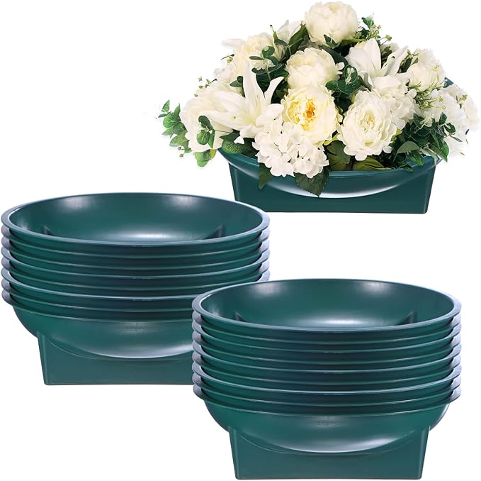 M METERXITY 18-Pack Floral Foam Round Bowls, 6.3 Inch Round Arrangements DIY Floral Bowls, Flower Arrangements Round Floral Supplies for Holiday/Wedding/Party/Birthday Decor [Green]