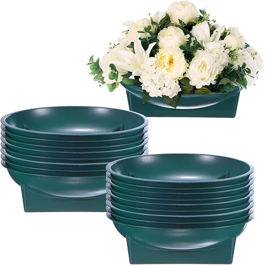 M METERXITY 18-Pack Floral Foam Round Bowls, 6.3 Inch Round Arrangements DIY Floral Bowls, Flower Arrangements Round Floral Supplies for Holiday/Wedding/Party/Birthday Decor [Green]