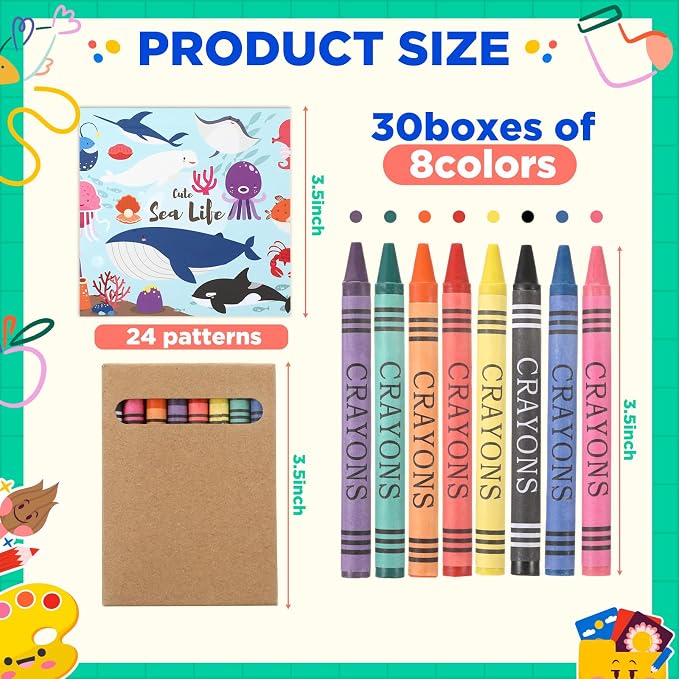 270 Pcs Mini Under The Sea Coloring Books Welcome Back to School Gifts for Students with Crayons Kids Ocean Animals Coloring Book Party Favors