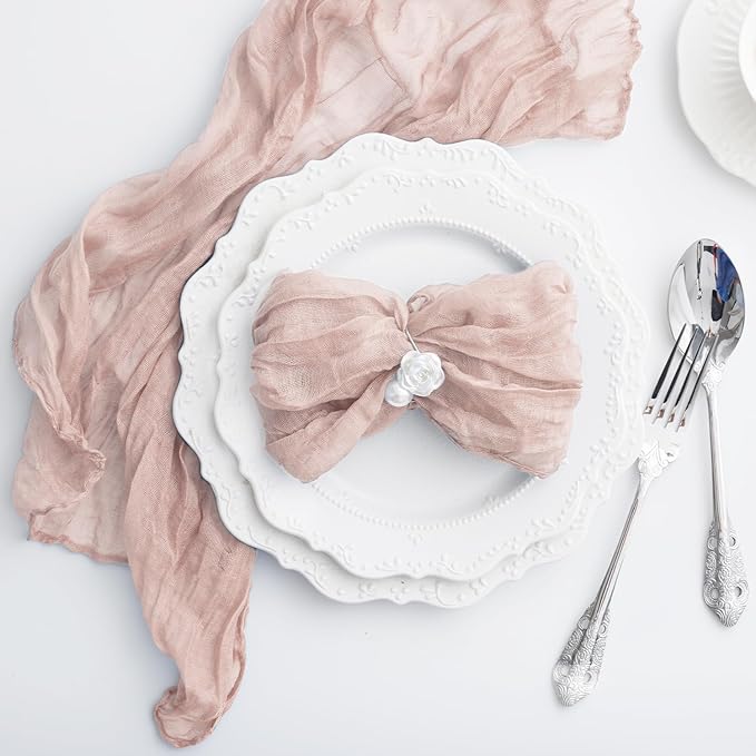 100 Pack Dusty Pink Cloth Napkins 21x21 Inches Dusty Pink Cheesecloth Napkins Set of 100 Washable Dinner Table Napkins for Wedding Bridal Baby Shower Party Rustic Boho Cotton Gauze Party Table Decor