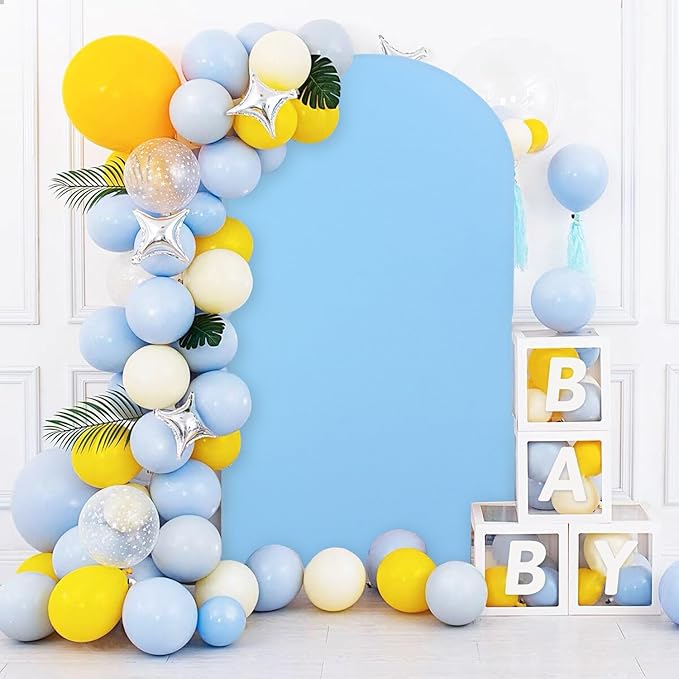 Wedding Arch Cover Set of 3 Spandex Fitted Arch Covers Stretchy Backdrop Chiara Backdrop Stand Cover 4ft 5ft 6ft Balloon Arch Cover Light Blue Arch Frame Cover for Baby Shower Birthday Party Decor